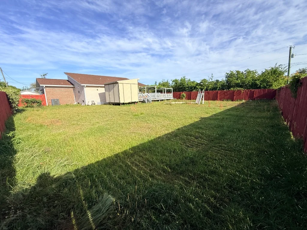 Fenced backyard at the property
